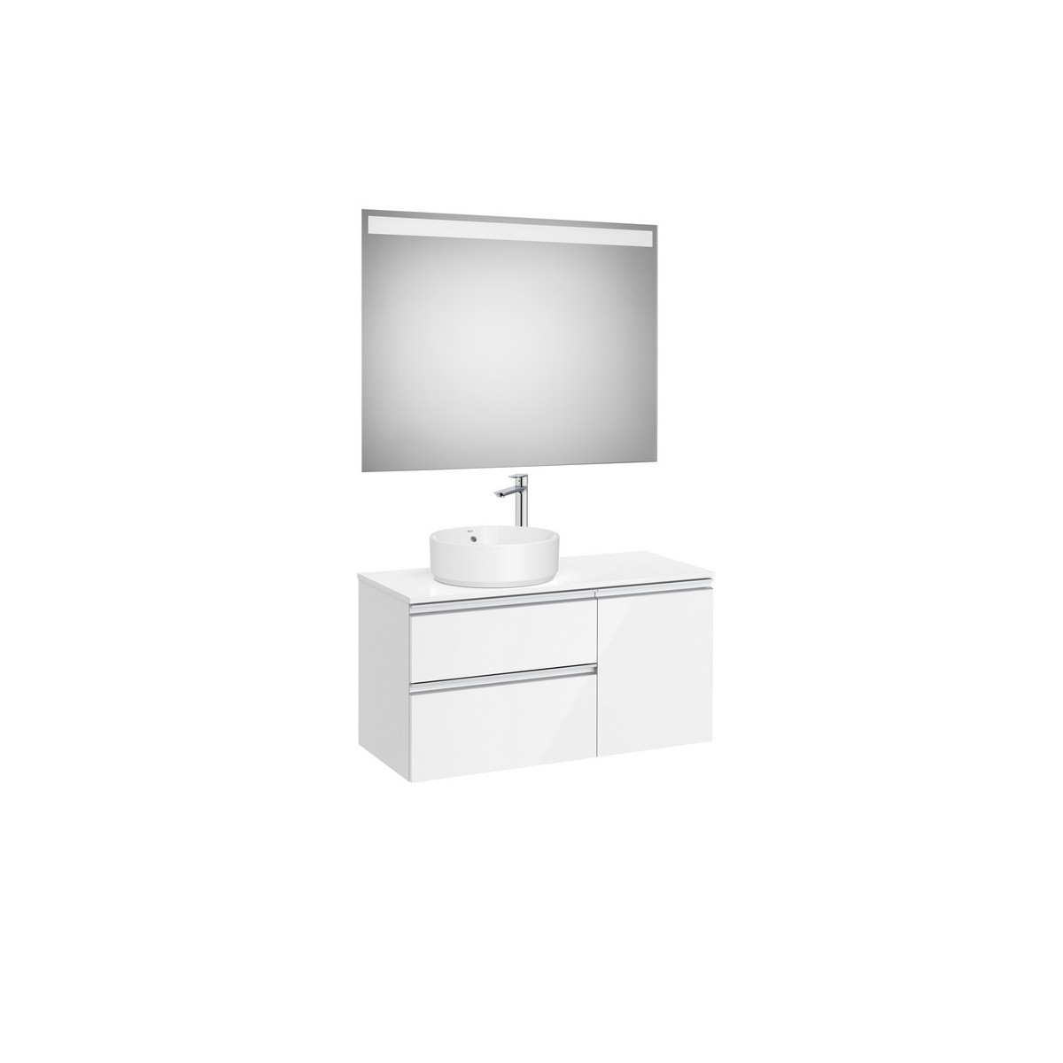 The gap pack 2t+1p pour vasque à gauche 1000 blanc brill/poignées alu brillantes - ROCA A852000806 