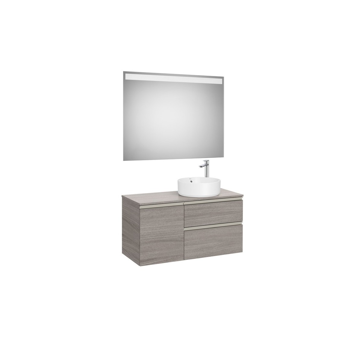 The gap pack 2t + 1p pour vasque à droite 1000mm city oak/poignées nickel mat - ROCA A852001402 