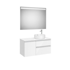 The gap pack 2t+1p pour vasque à droite 1000 blanc brill/poignées alu brillantes - ROCA A852001806 