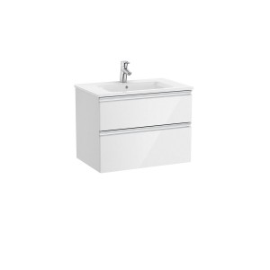 The gap unik meuble 2 tiroirs + lavabo slim 2 trou 700mm blanc brillant - ROCA A851477806 