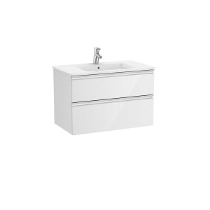 The gap unik meuble 2 tiroirs + lavabo slim 2 trou 800mm blanc brillant - ROCA A851478806 