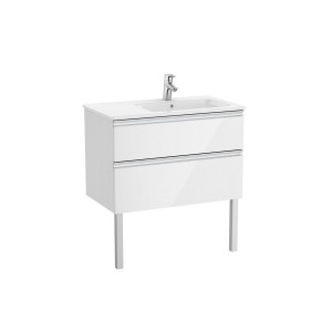 The gap unik meuble 2 tiroirs + lavabo droite 2 trou 800mm blanc brillant - ROCA A851480806 