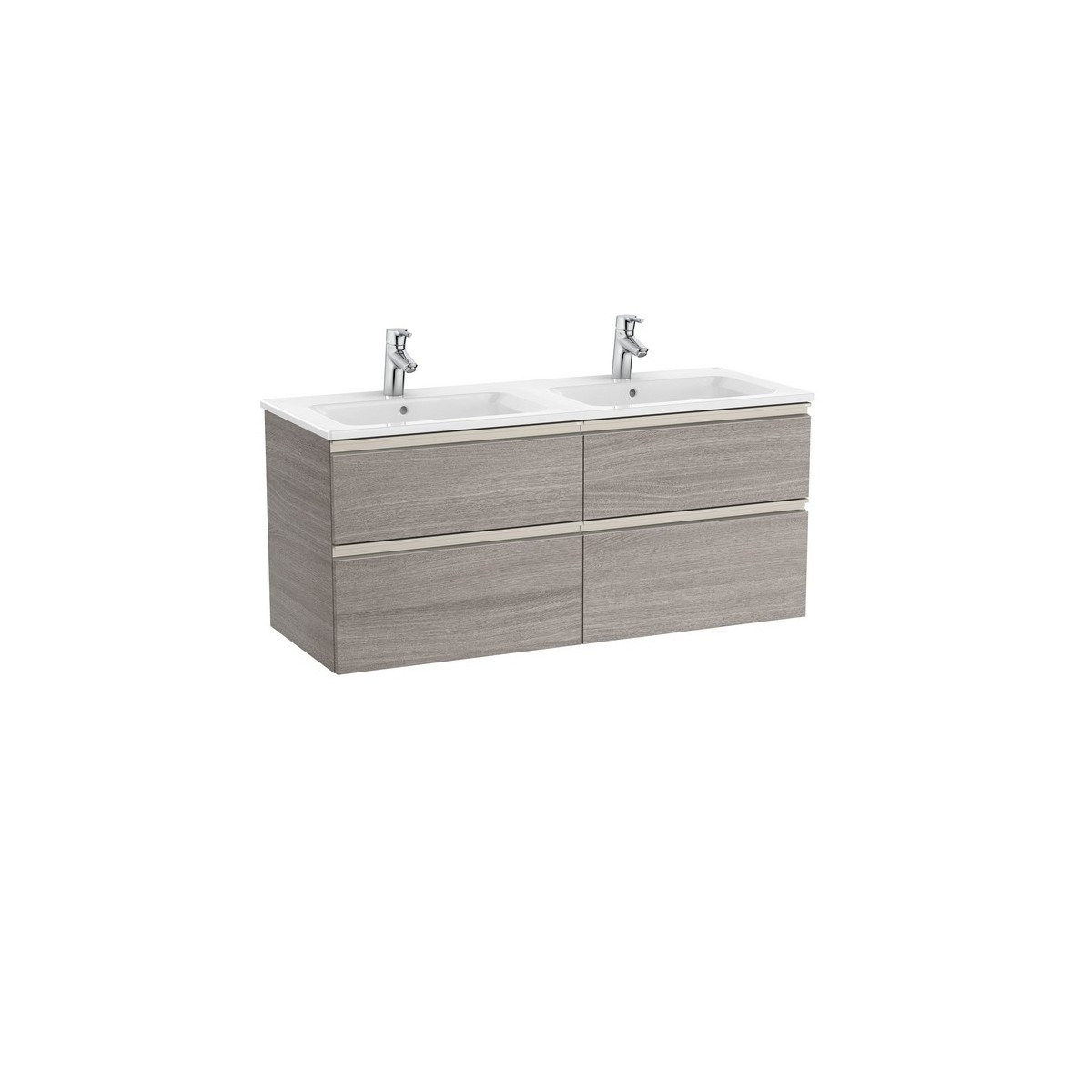 The gap unik meuble 4 tiroirs + lavabo slim double 2 trou 1200mm city oak - ROCA A851483402 