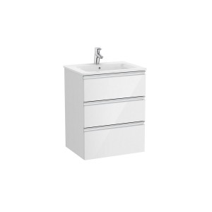 The gap unik meuble 3 tiroirs + lavabo slim 600mm blanc brillant - ROCA A851484806 