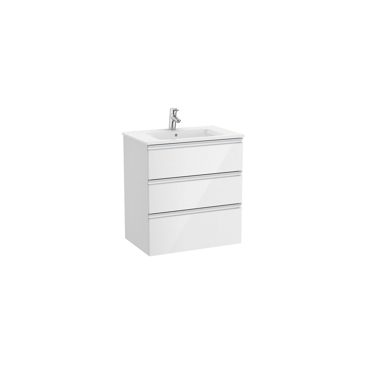The gap unik meuble 3 tiroirs + lavabo slim 700mm blanc brillant - ROCA A851485806 
