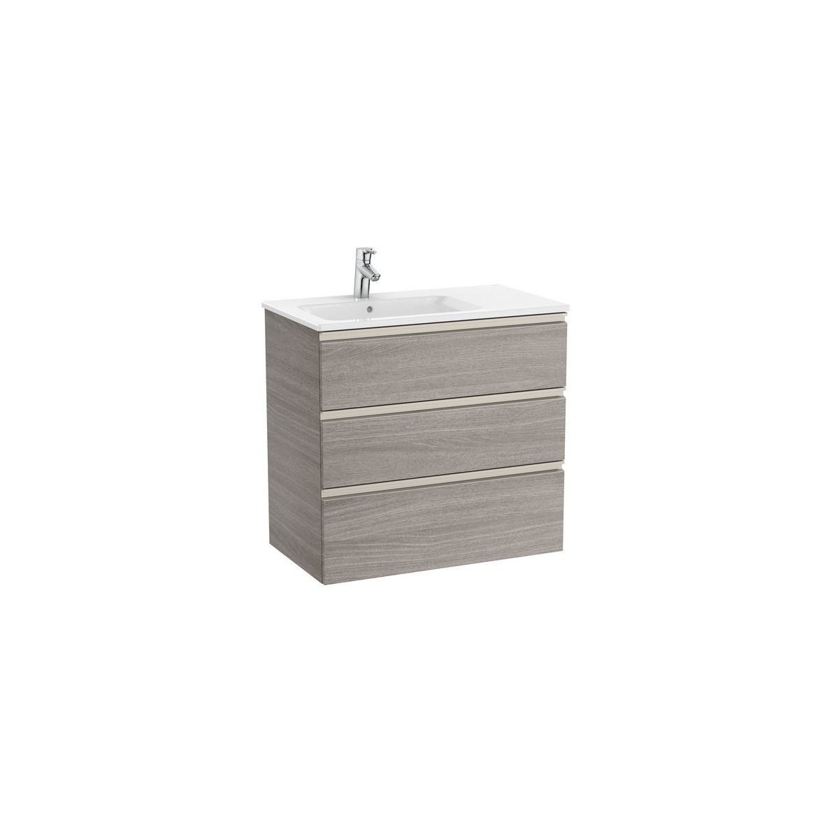 The gap unik meuble 3 tiroirs + lavabo slim gauche 800mm city oak - ROCA A851487402 