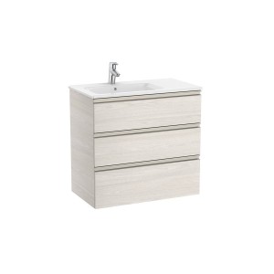 The gap unik meuble 3 tiroirs + lavabo slim gauche 800mm frêne nordic - ROCA A851487434 