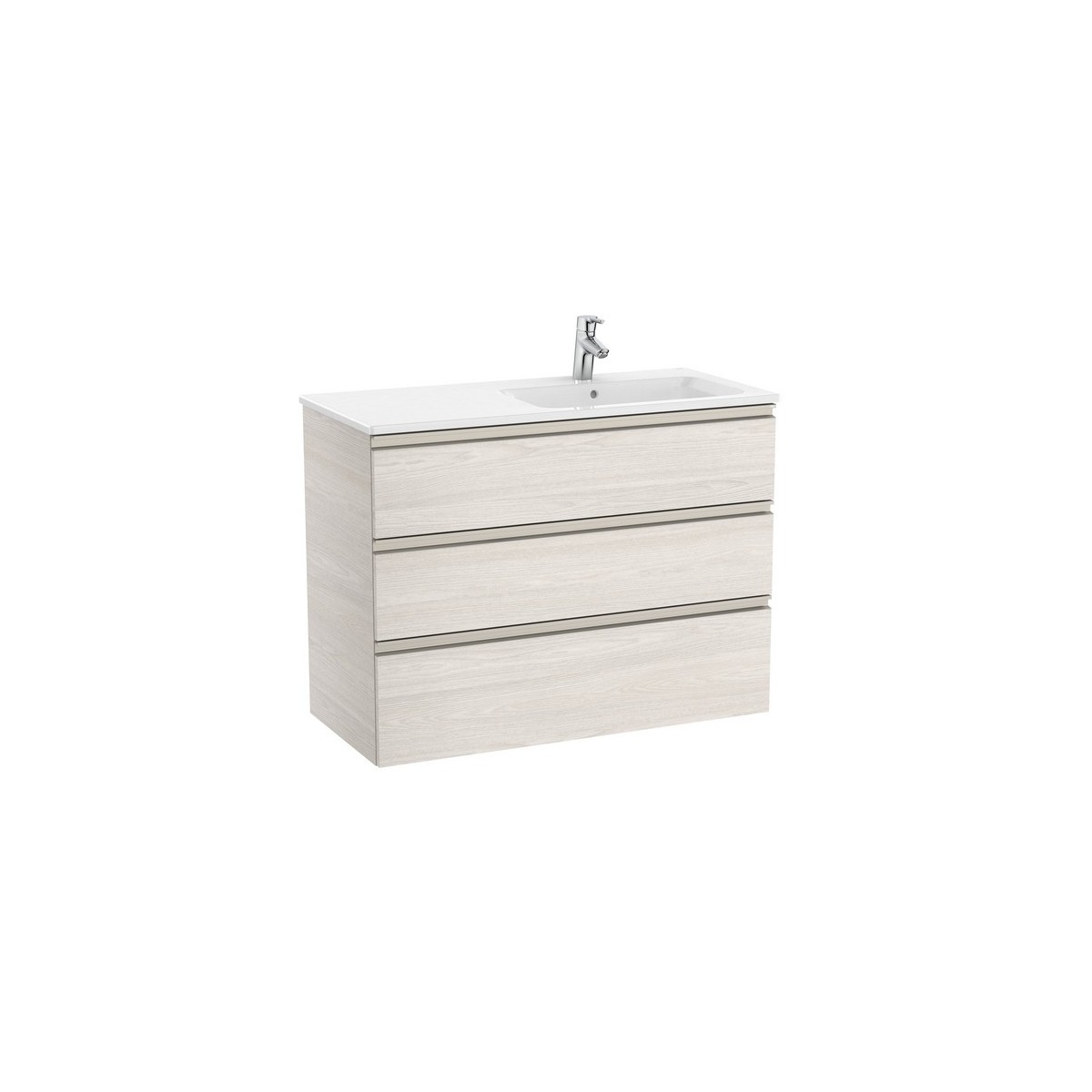 The gap unik meuble 3 tiroirs + lavabo slim droite 1000mm frêne nordic - ROCA A851492434 