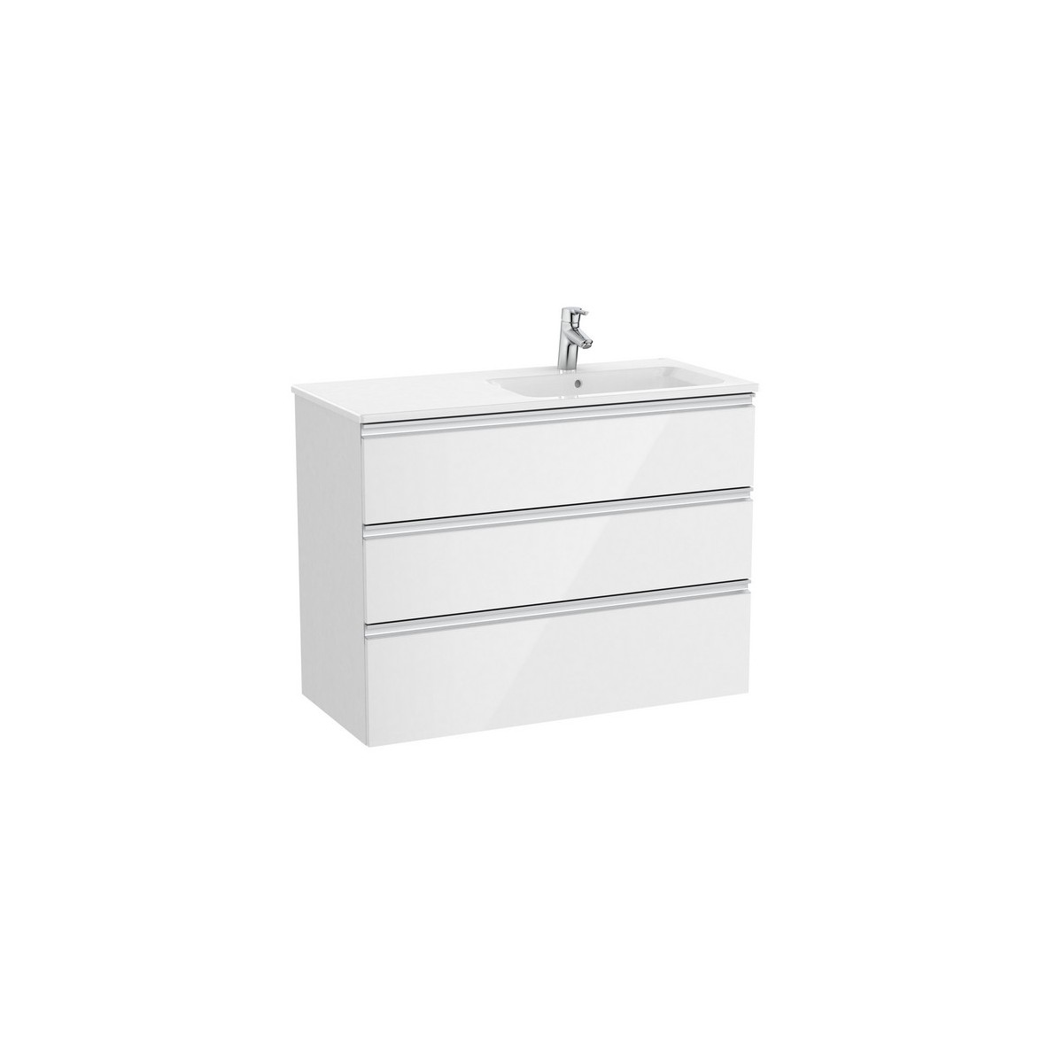 The gap unik meuble 3 tiroirs + lavabo slim drotie 1000mm blanc brillant - ROCA A851492806 