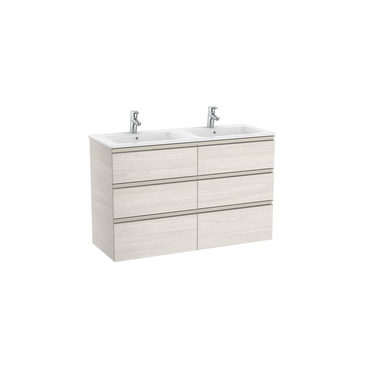 The gap unik meuble 6 tiroirs + lavabo slim double 1200mm frêne nordic - ROCA A851493434 