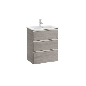 The gap unik meuble 3 tiroirs compact + lavabo slim 600mm city oak - ROCA A851498402 