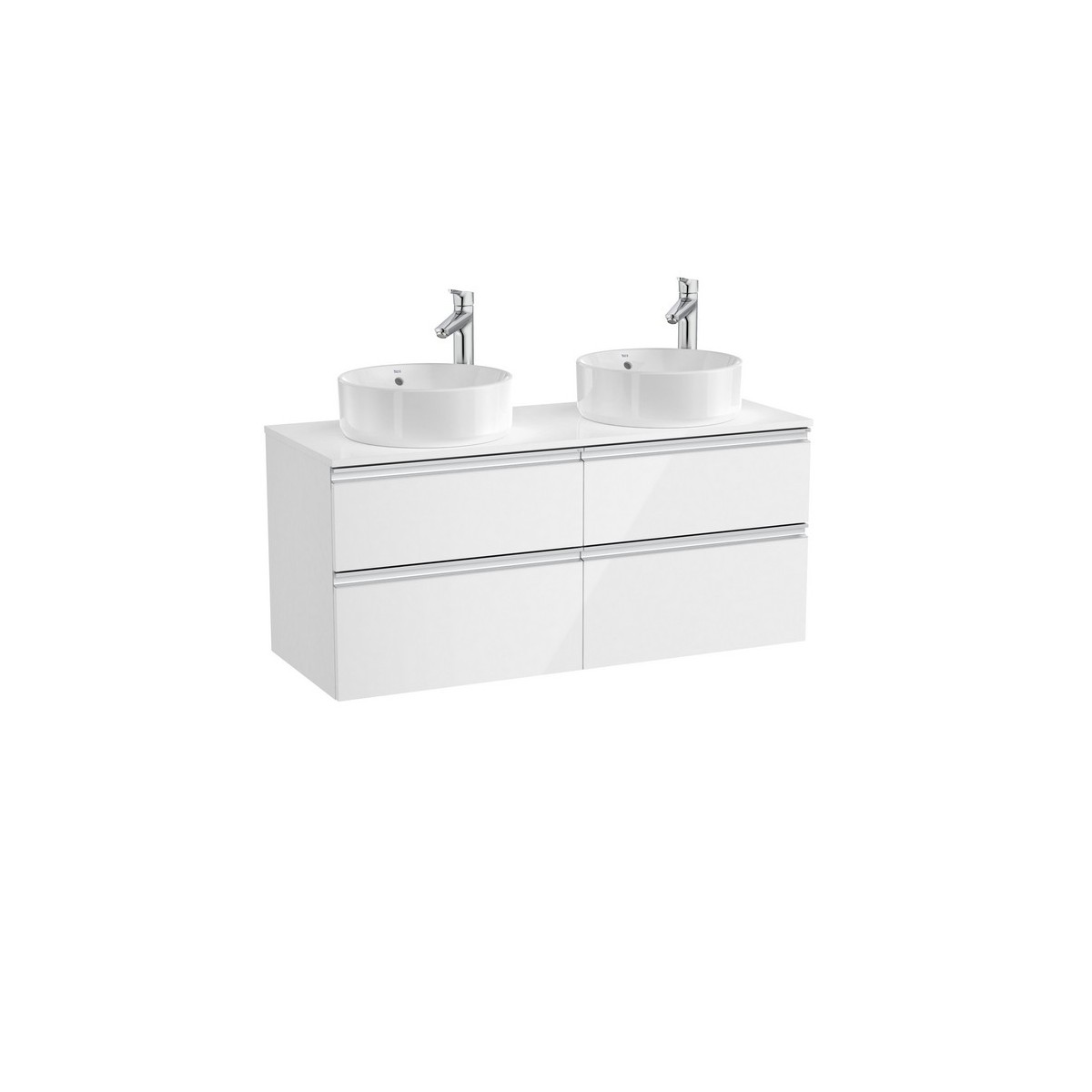 The gap meuble 4 tiroirs pour 2 vasques à poser 1100mm blanc brillant - ROCA A851506806 