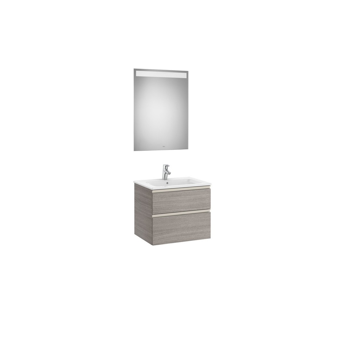 The gap pack meuble 2 tiroirs + lavabo slim + miroir led eidos 600mm city oak - ROCA A851509402 