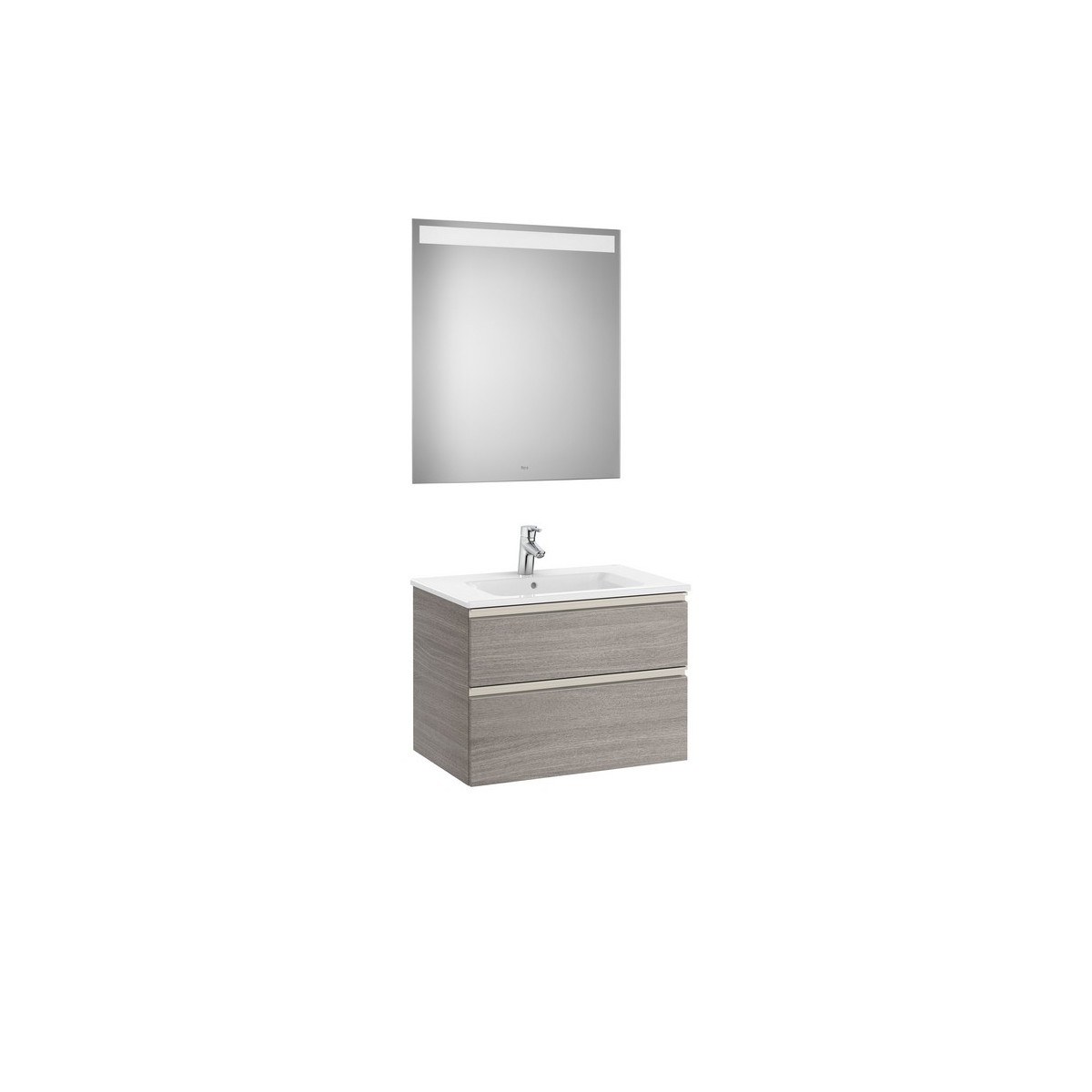 The gap pack meuble 2 tiroirs + lavabo slim + miroir led eidos 700mm city oak - ROCA A851510402 