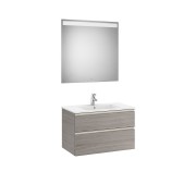 The gap pack meuble 2 tiroirs + lavabo slim + miroir led eidos 800mm city oak - ROCA A851511402 