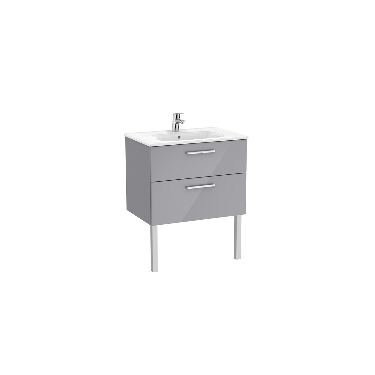 Victoria unik meuble 2 tiroirs + lavabo 700mm gris galet brillant - ROCA A851593516 