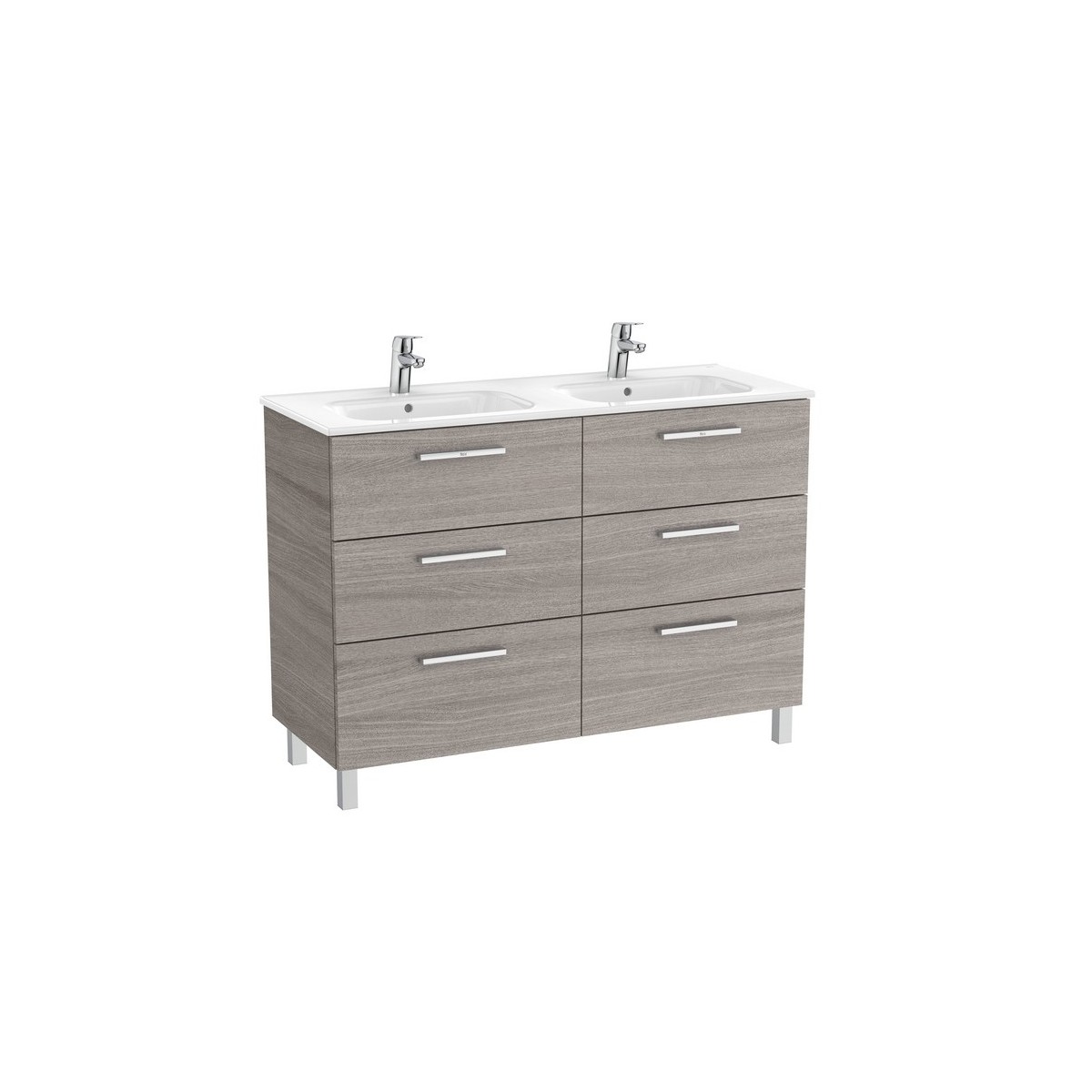 Victoria unik meuble 6 tiroirs + lavabo double 1200mm city oak - ROCA A851601402 
