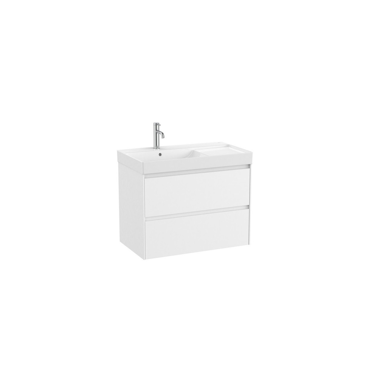 Ona unik meuble 2 tiroirs + lavabo en fineceramic gauche 800mm blanc mat - ROCA A851692509 