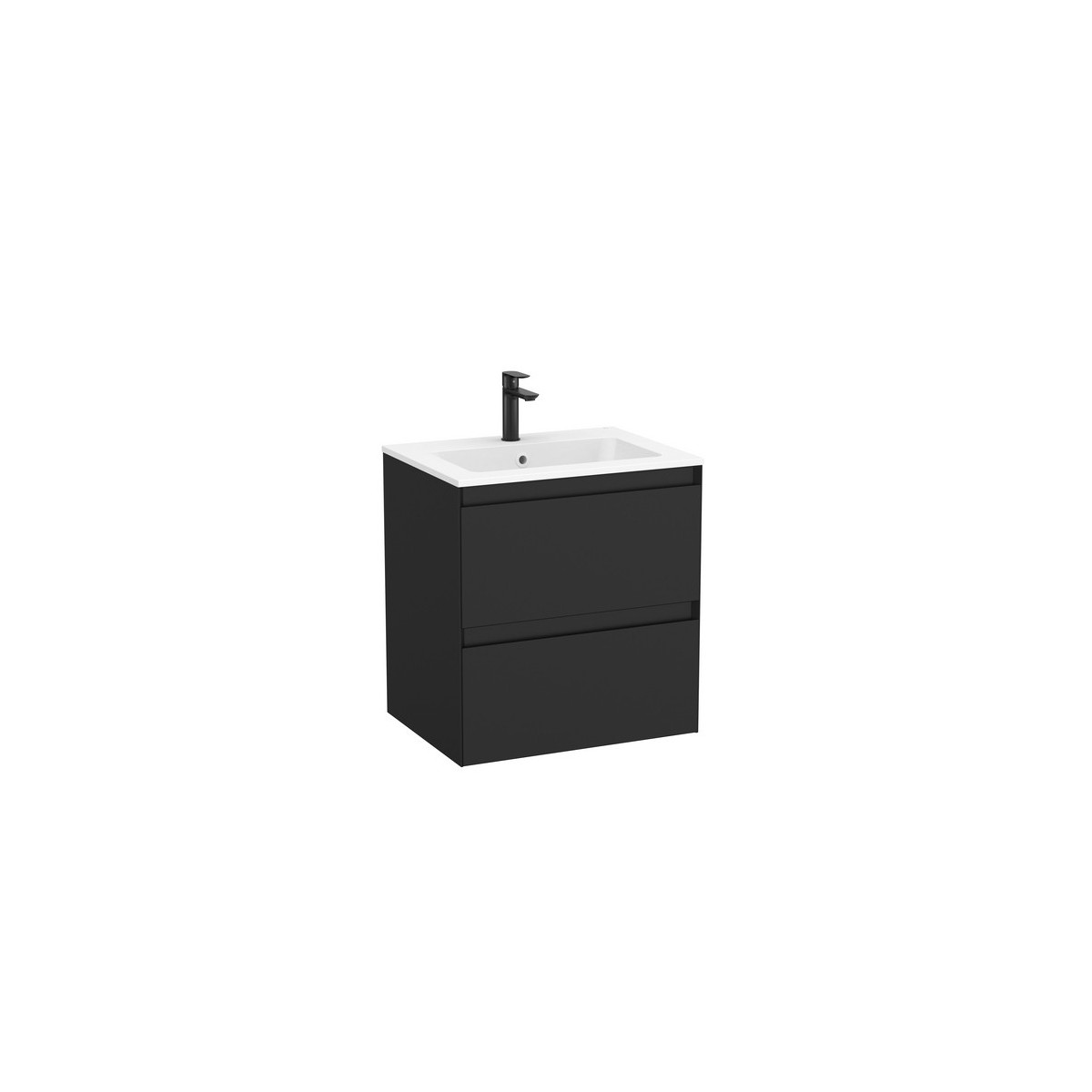 Tenue unik 2 tiroirs 600mm noir mat - ROCA A851933532 