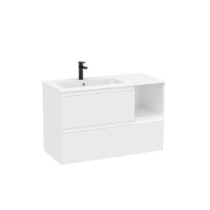 Tenue unik 2 tiroirs lavabo asymétrique gauche 1000mm blanc mat - ROCA A851936529 