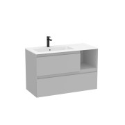 Tenue unik 2 tiroirs lavabo asymétrique gauche 1000mm perle mat - ROCA A851936530 