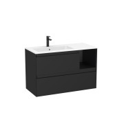Tenue unik 2 tiroirs lavabo asymétrique gauche 1000mm noir mat - ROCA A851936532 