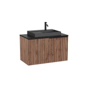 Horizon unik meuble 1t 900 + plan noir + vasque view 600x420 mm noire mate - ROCA A851949553 