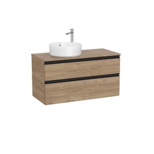 The gap meuble 2t pour vasque à gche (meuble+plan) 1000 mm noyer/poignées noires - ROCA A851959517 