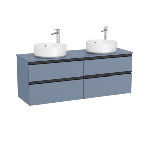 The gap meuble 4 tiroirs pour 2 vasques à poser (meuble+plan) 1400 mm bleu mat - ROCA A851961548 