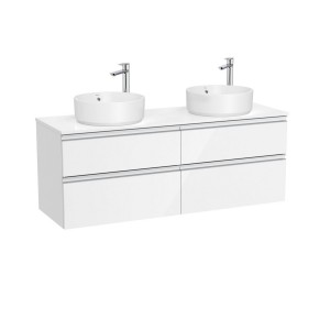 The gap meuble 4 tiroirs pour 2 vasq (meuble+plan) 1400 mm blanc brillant - ROCA A851961806 