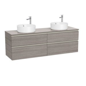 The gap meuble 4 tiroirs pour 2 vasques à poser (meuble+plan) 1600 mm city oak - ROCA A851962402 