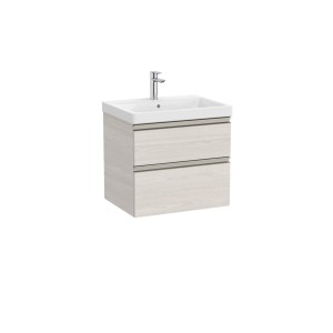 The gap unik 2 tiroirs lavabo mural 600 mm frêne nordic/poignées nickel mat - ROCA A851963434 