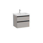 The gap unik 2 tiroirs lavabo mural 600 mm gris moyen mat/poignées noires - ROCA A851963547 