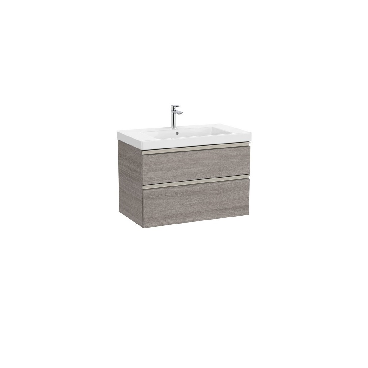 The gap unik 2 tiroirs lavabo mural 800 mm city oak/poignées nickel mat - ROCA A851964402 