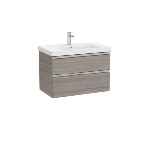 The gap unik 2 tiroirs lavabo mural 800 mm city oak/poignées nickel mat - ROCA A851964402 