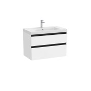 The gap unik 2 tiroirs lavabo mural 800 mm blanc mat/poignées noires - ROCA A851964509 