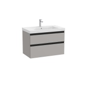 The gap unik 2 tiroirs lavabo mural 800 mm gris moyen mat/poignées noires - ROCA A851964547 