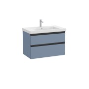 The gap unik 2 tiroirs lavabo mural 800 mm bleu mat/ poignées noires - ROCA A851964548 