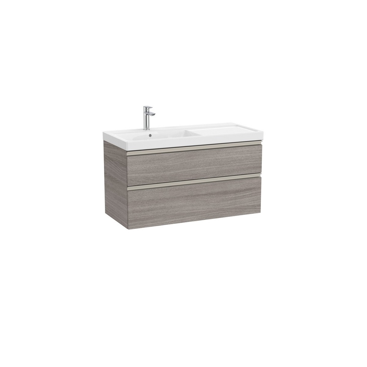 The gap unik 2 tiroirs lavabo asym gche 1000 mm city oak/poignées nickel mat - ROCA A851966402 