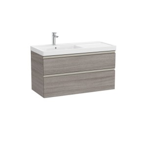 The gap unik 2 tiroirs lavabo asym gche 1000 mm city oak/poignées nickel mat - ROCA A851966402 