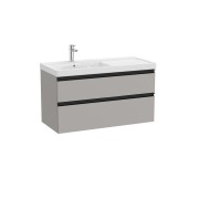 The gap unik 2 tiroirs lavabo asym gche 1000 mm gris moyen mat/poignées noires - ROCA A851966547 