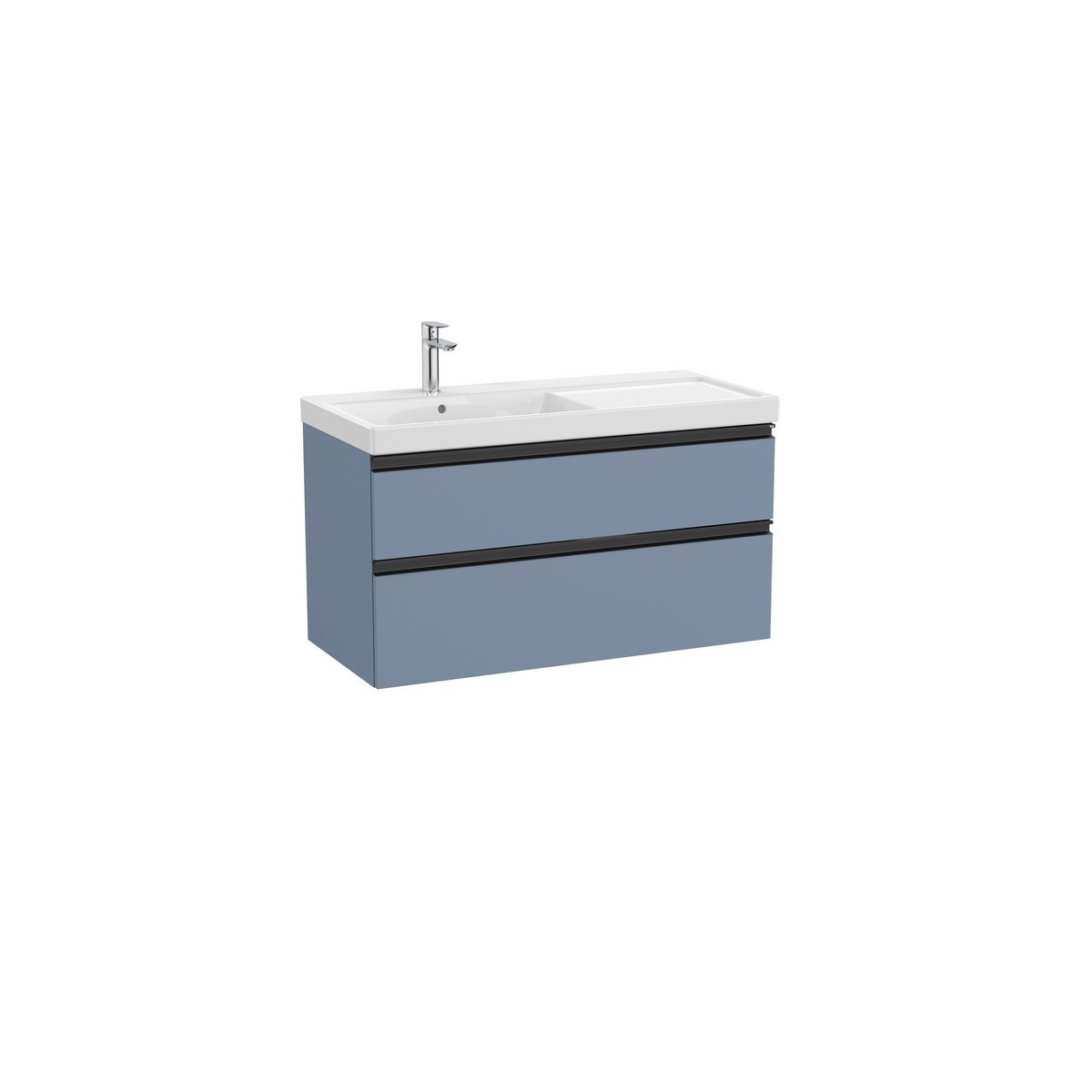 The gap unik 2 tiroirs lavabo asym gche 1000 mm bleu mat/ poignées noires - ROCA A851966548 