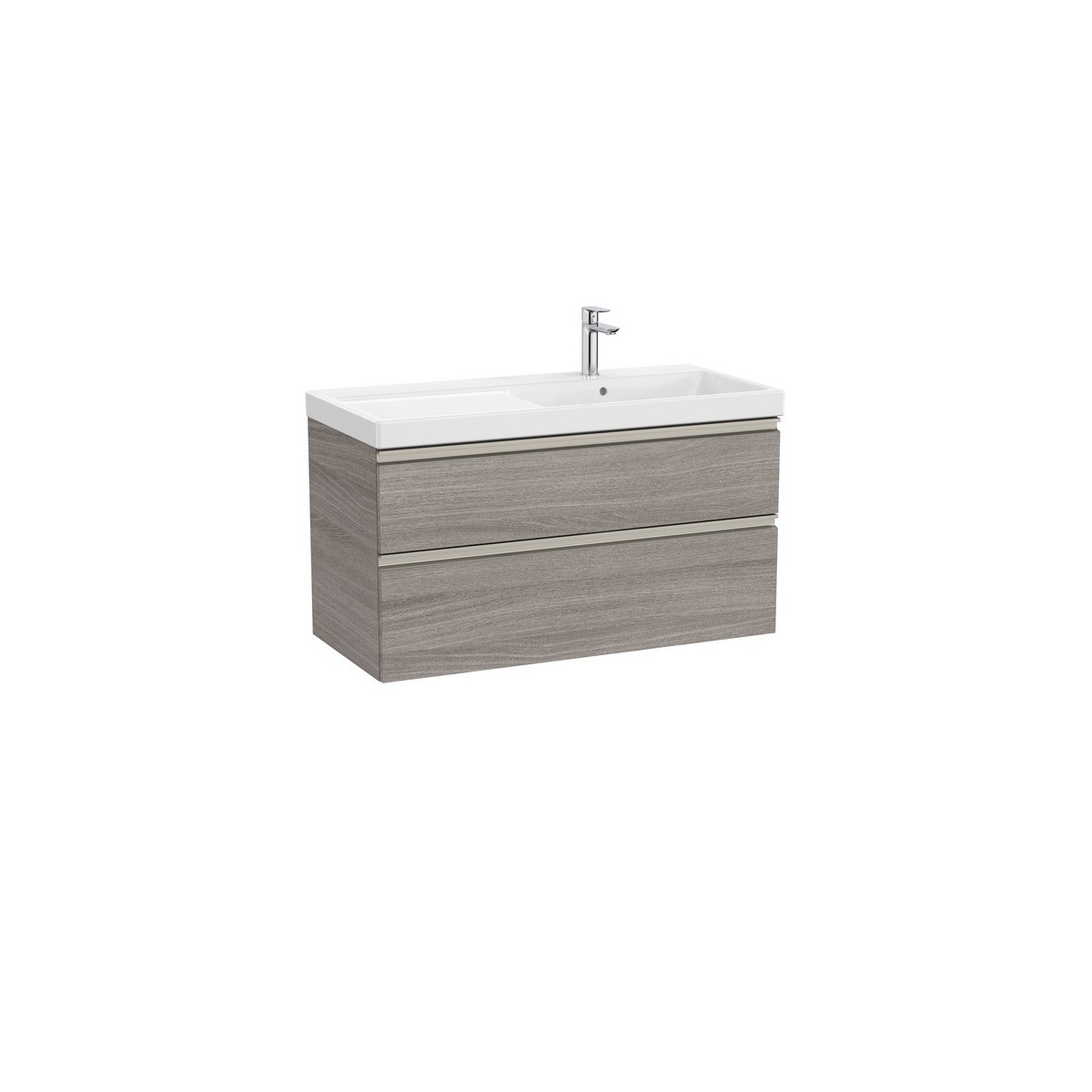The gap unik 2 tiroirs lavabo asym dte 1000 mm city oak/poignées nickel mat - ROCA A851967402 