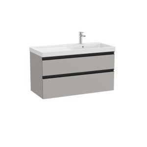 The gap unik 2 tiroirs lavabo asym dte 1000 mm gris moyen mat/poignées noires - ROCA A851967547 