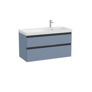 The gap unik 2 tiroirs lavabo asym dte 1000 mm bleu mat/ poignées noires - ROCA A851967548 