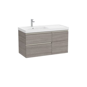The gap unik 2t+1p lavabo mural asym gche 1000 mm city oak/poignées nickel mat - ROCA A851968402 