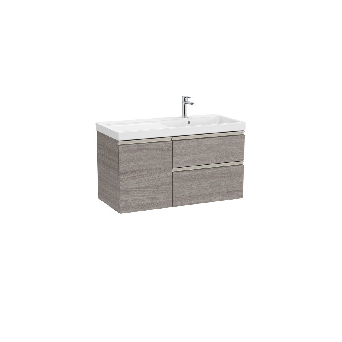 The gap unik 2t+1p lavabo mural asym dte 1000 mm city oak/poignées nickel mat - ROCA A851969402 