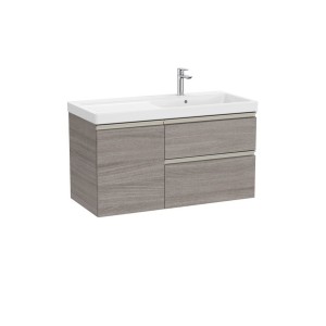 The gap unik 2t+1p lavabo mural asym dte 1000 mm city oak/poignées nickel mat - ROCA A851969402 