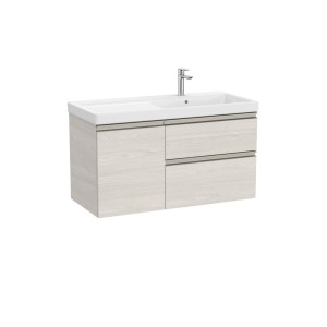 The gap unik 2t+1p lavabo mural asym dte 1000 frêne nordic/poignées nickel mat - ROCA A851969434 