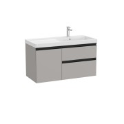 The gap unik 2t+1p lavabo mural asym dte 1000 mm gris moyen mat/poignées noires - ROCA A851969547 